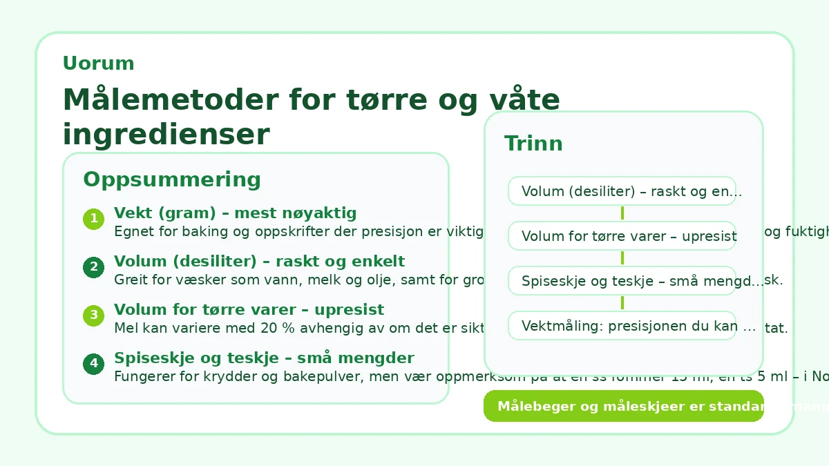 Målemetoder for tørre og våte ingredienser