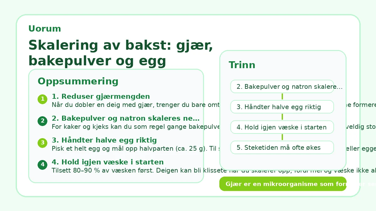 Skalering av bakst: gjær, bakepulver og egg